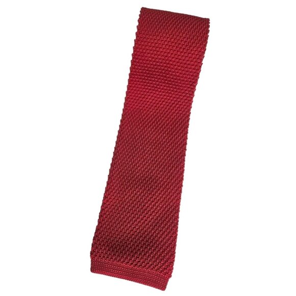 DANIEL CREMIEUX Men’s 100% Silk Knit Necktie LUXURY Tie Solid Red W:2.5" EUC - Picture 1 of 4